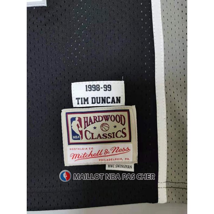 Maillot San Antonio Spurs Tim Duncan NO 21 Mitchell & Ness 1998-99 Noir2